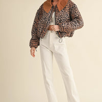 Leopard Printed Cute Collard Jacket