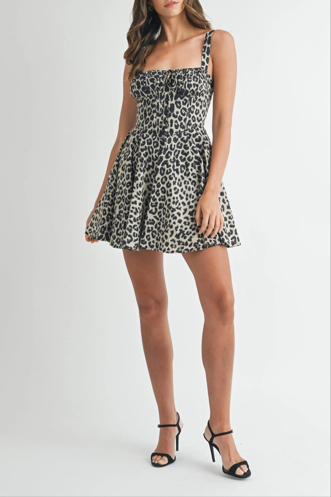 Leopard Bustier Lace Up Mini Dress