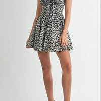 Leopard Bustier Lace Up Mini Dress