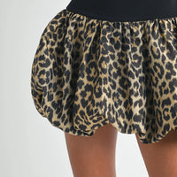 Leopard Scoop Neck Balloon Mini Dress