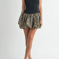 Leopard Scoop Neck Balloon Mini Dress