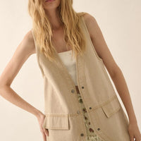 Longlined Denim Vest