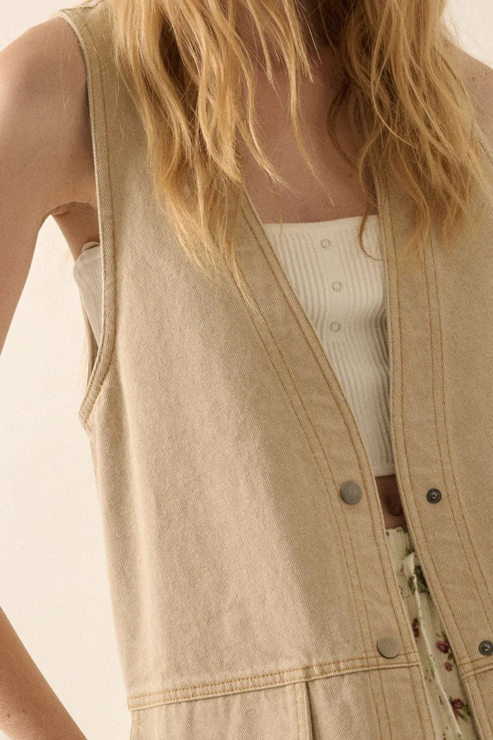 Longlined Denim Vest