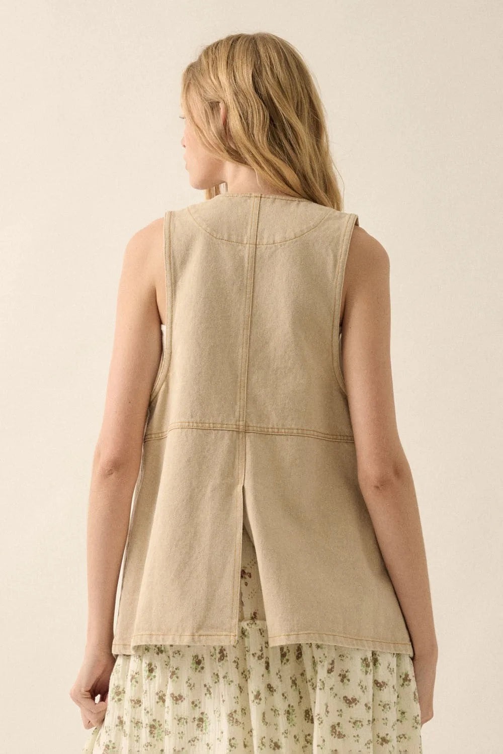 Longlined Denim Vest