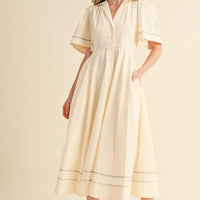 Embroidery Floral Button Down Maxi Dress