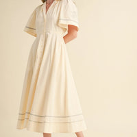 Embroidery Floral Button Down Maxi Dress
