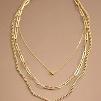 Gold Layered Lock and Heart Necklace Set