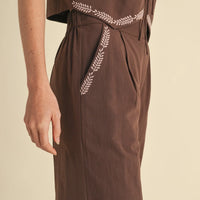 Embroidered Vest and Wide Leg Pants Set