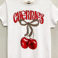 Cherries Leopard Bow Graphic Tee