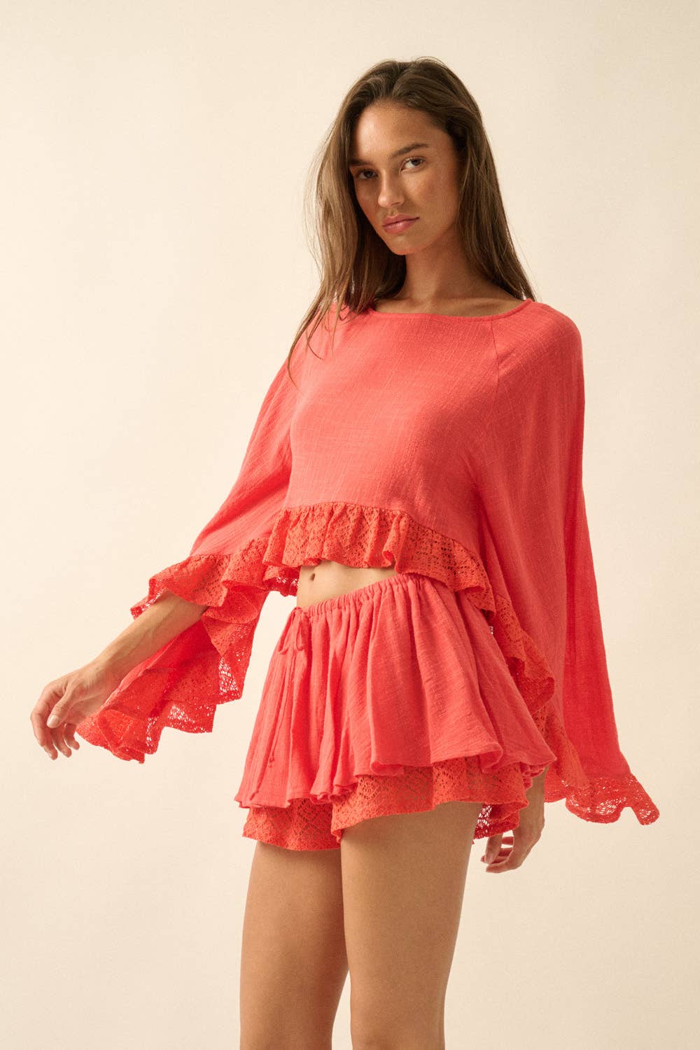 Boho Lace Flowy Mini Skort