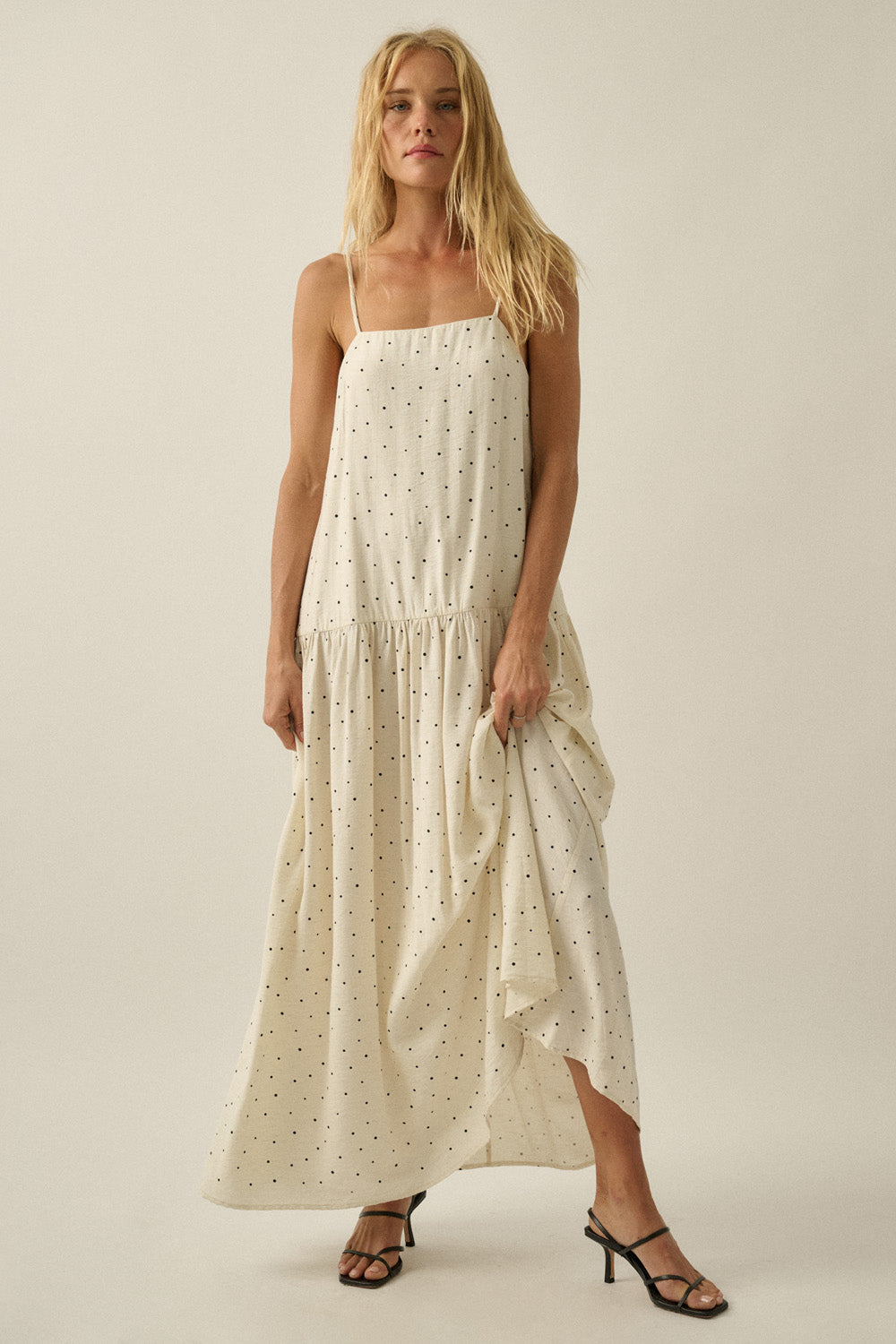 Flowy Polka Dot Cami Maxi Dress
