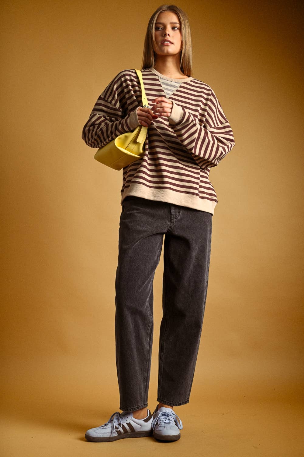 Women’s Oversized Striped Crewneck Sweatshirt
