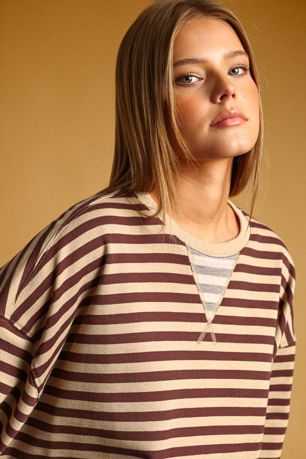 Women’s Oversized Striped Crewneck Sweatshirt