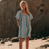 Light Tencel Dnim Flowy Babydoll Mini Dress