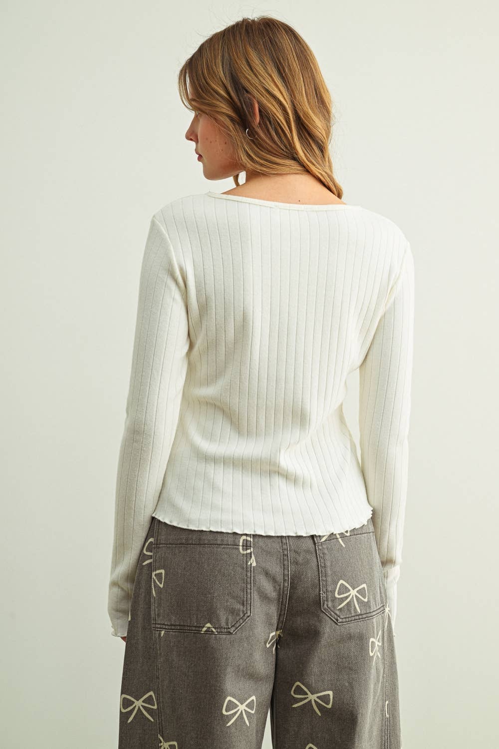 Ribbed Button Front Knit Cardigan Top