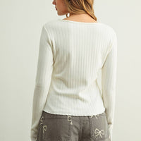 Ribbed Button Front Knit Cardigan Top