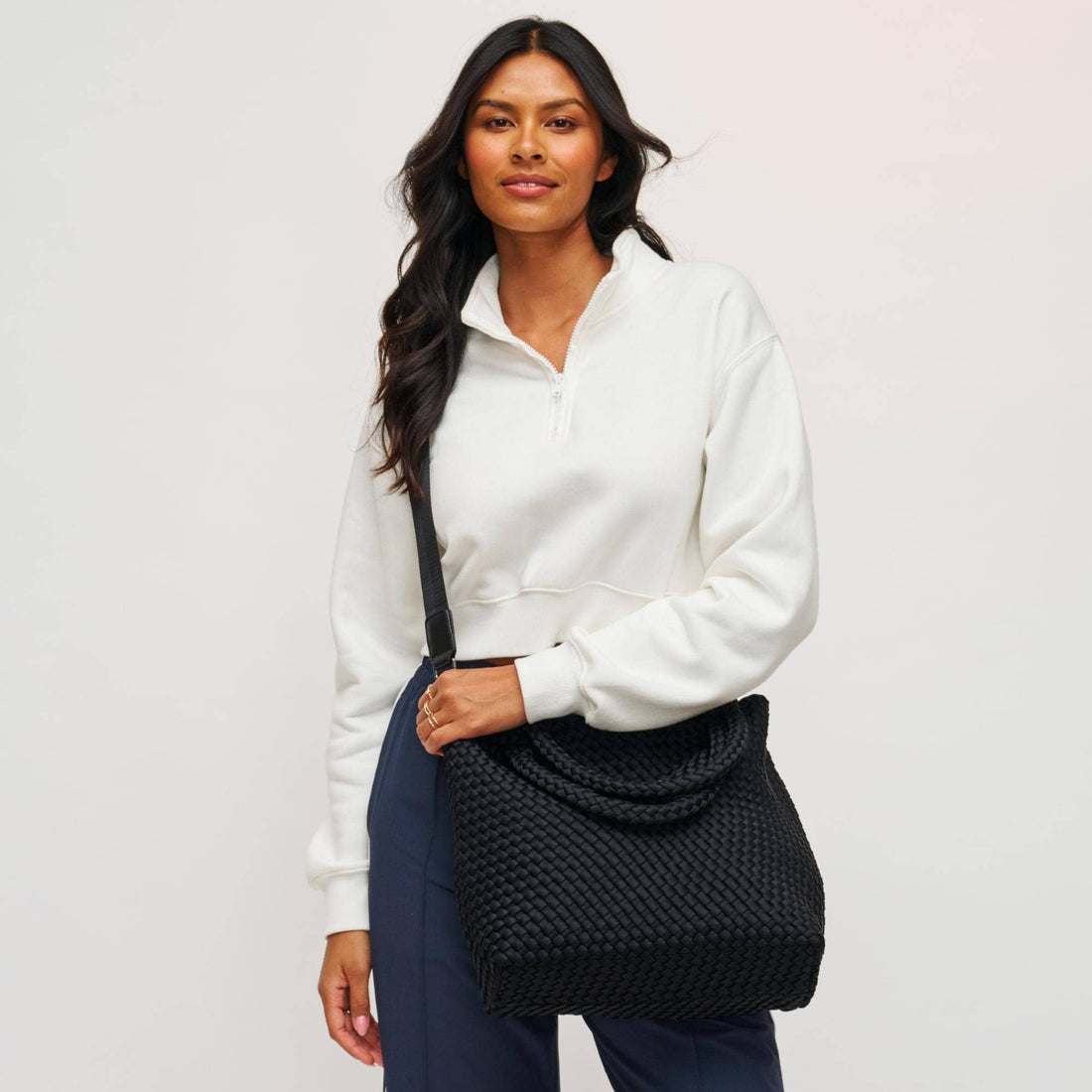 Woven Neoprene Tote Bag with Adjustable Crossbody Strap