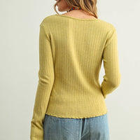 Ribbed Button Front Knit Cardigan Top