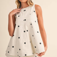 IST6095-A Polka Dot Denim Longline Top and Short Set