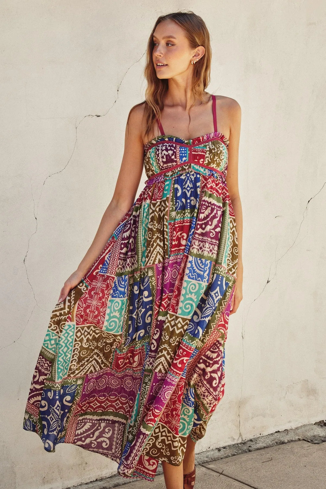 Boho Printed Maxi Flare Dress