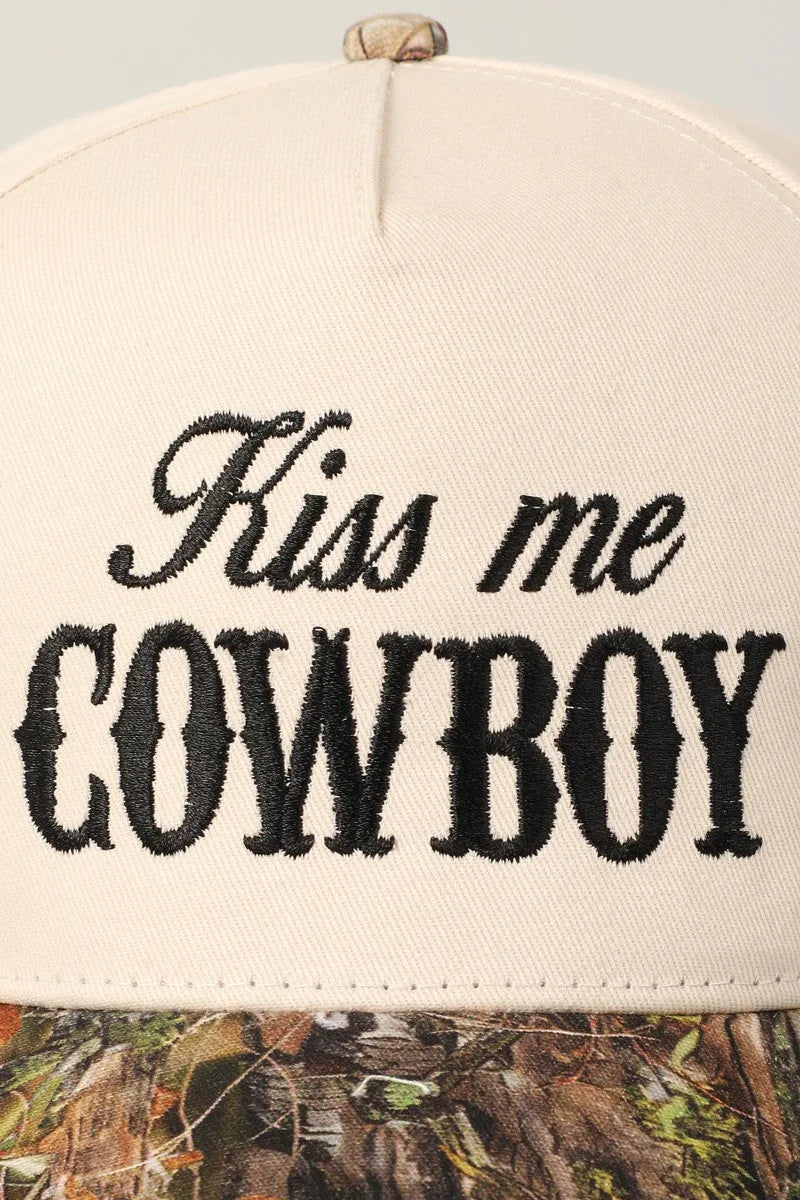 Kiss Me Cowboy Camo Trucker Hat