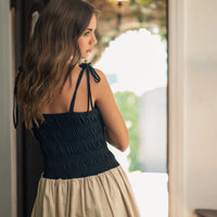 Elegant Two-Tone Balloon Maxi Dress