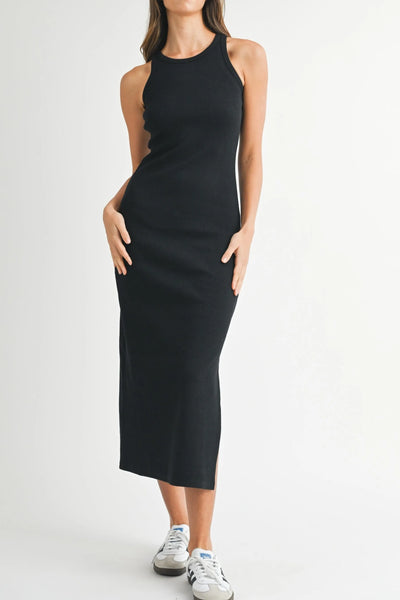 Ribbed Basic Bodycon Midi Dress