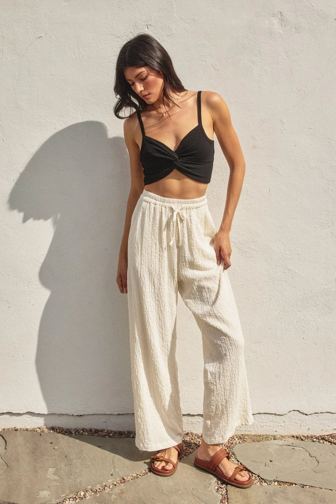 Twist-Front Ribbed Crop Top