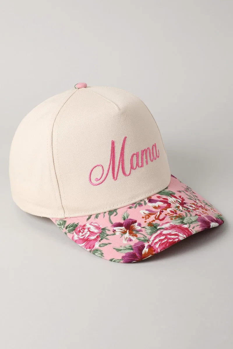 Mama Embroidery Floral Two-Tone Trucker Hat