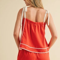 Colorblock Piped Tank & Shorts Set