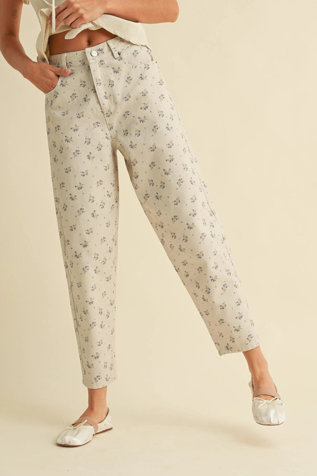 Vintage Floral Denim Pants