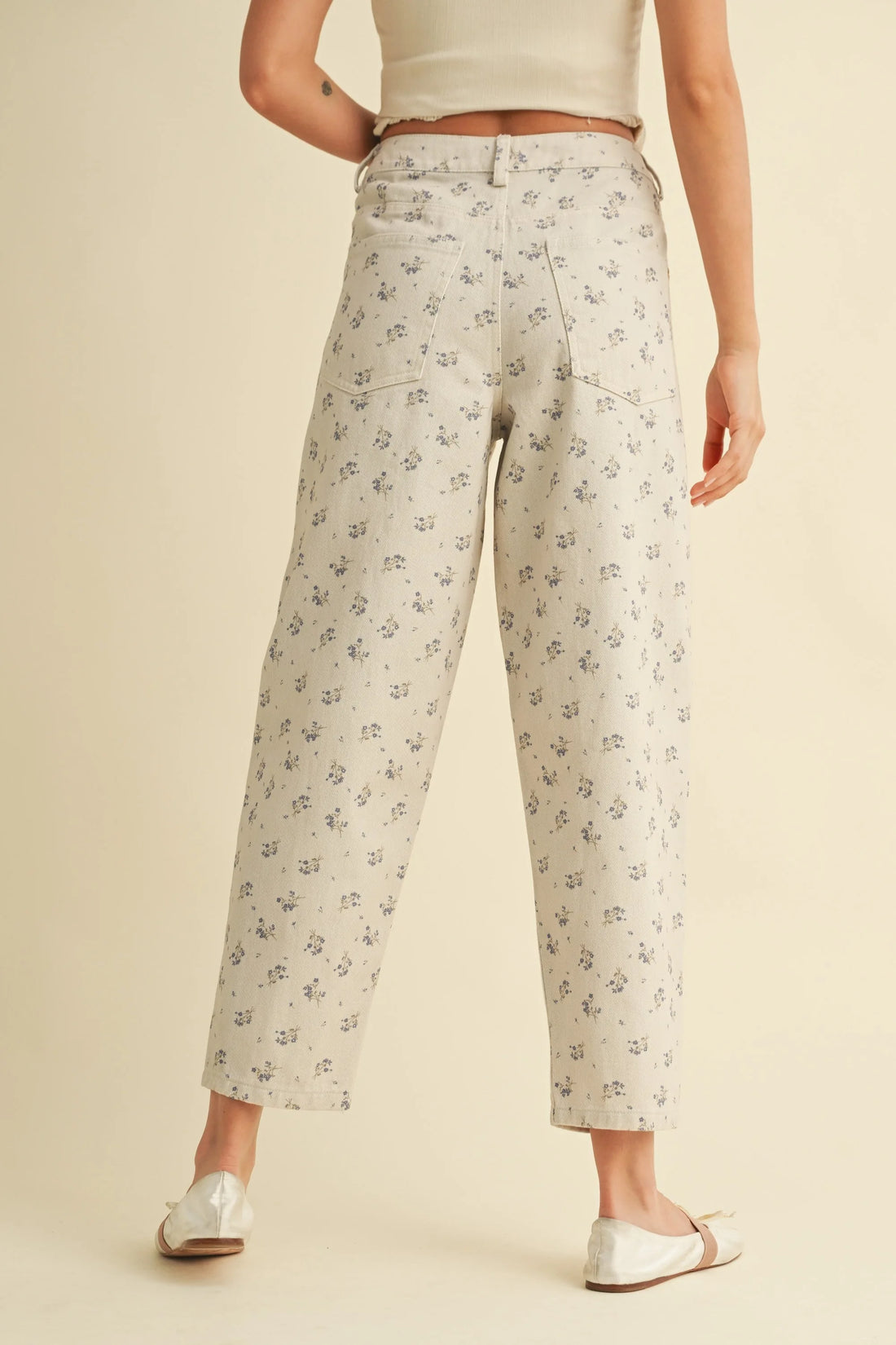 Vintage Floral Denim Pants
