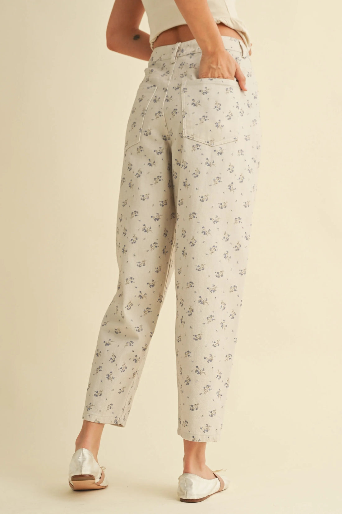 Vintage Floral Denim Pants