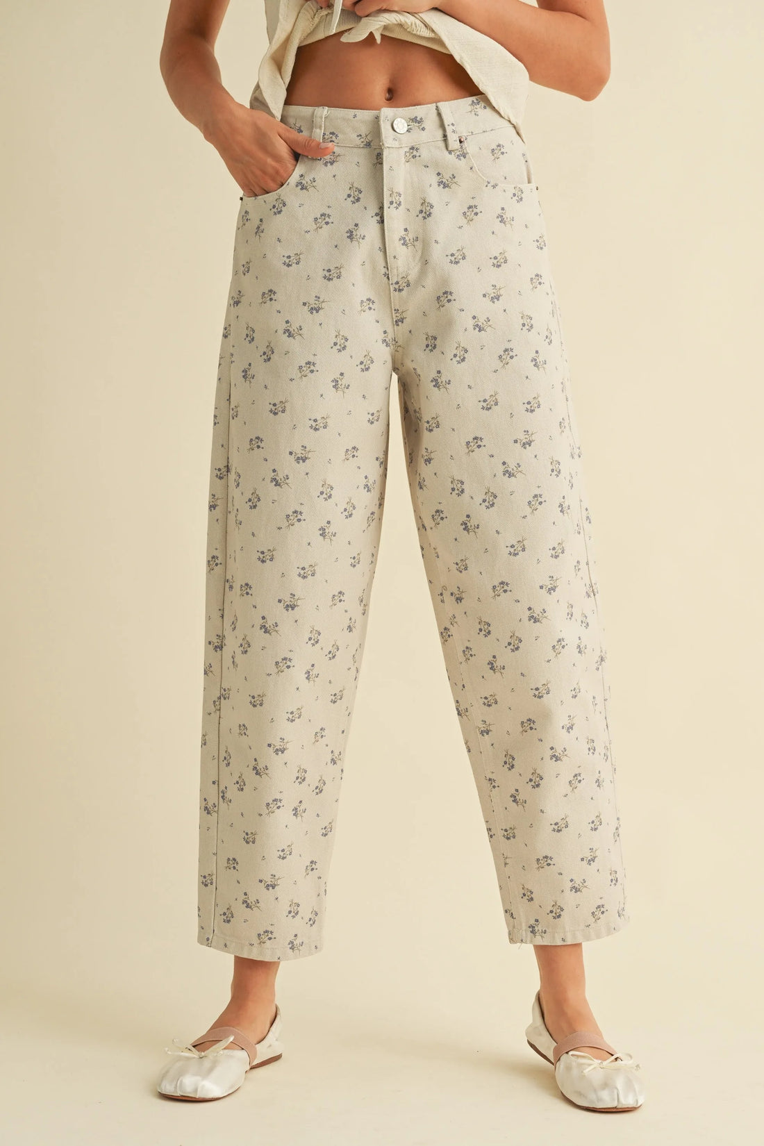 Vintage Floral Denim Pants