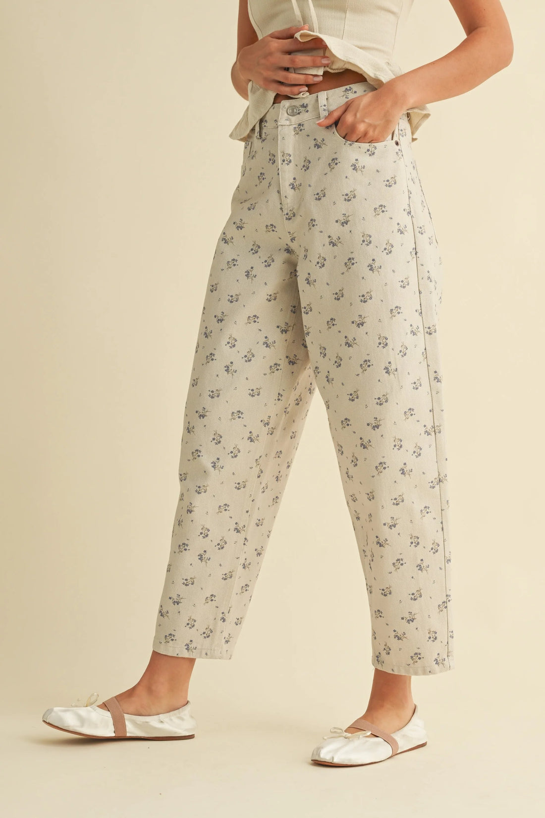 Vintage Floral Denim Pants