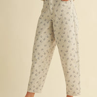 Vintage Floral Denim Pants
