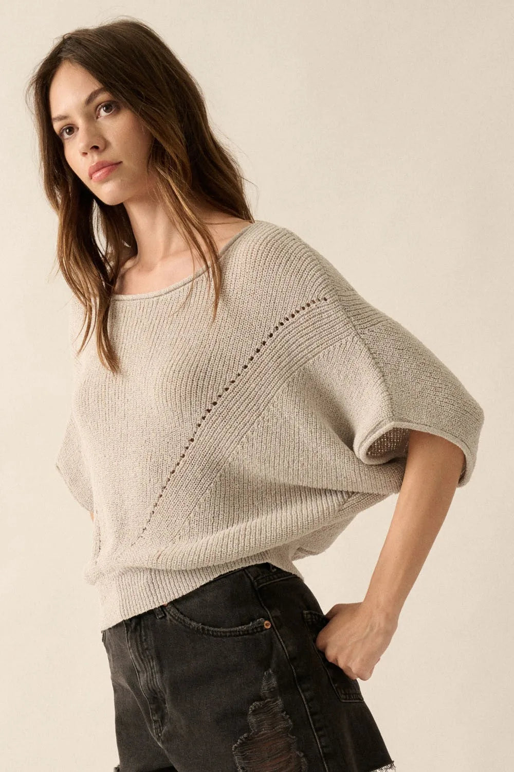 Relaxed Knit Dolman Sleeve Top