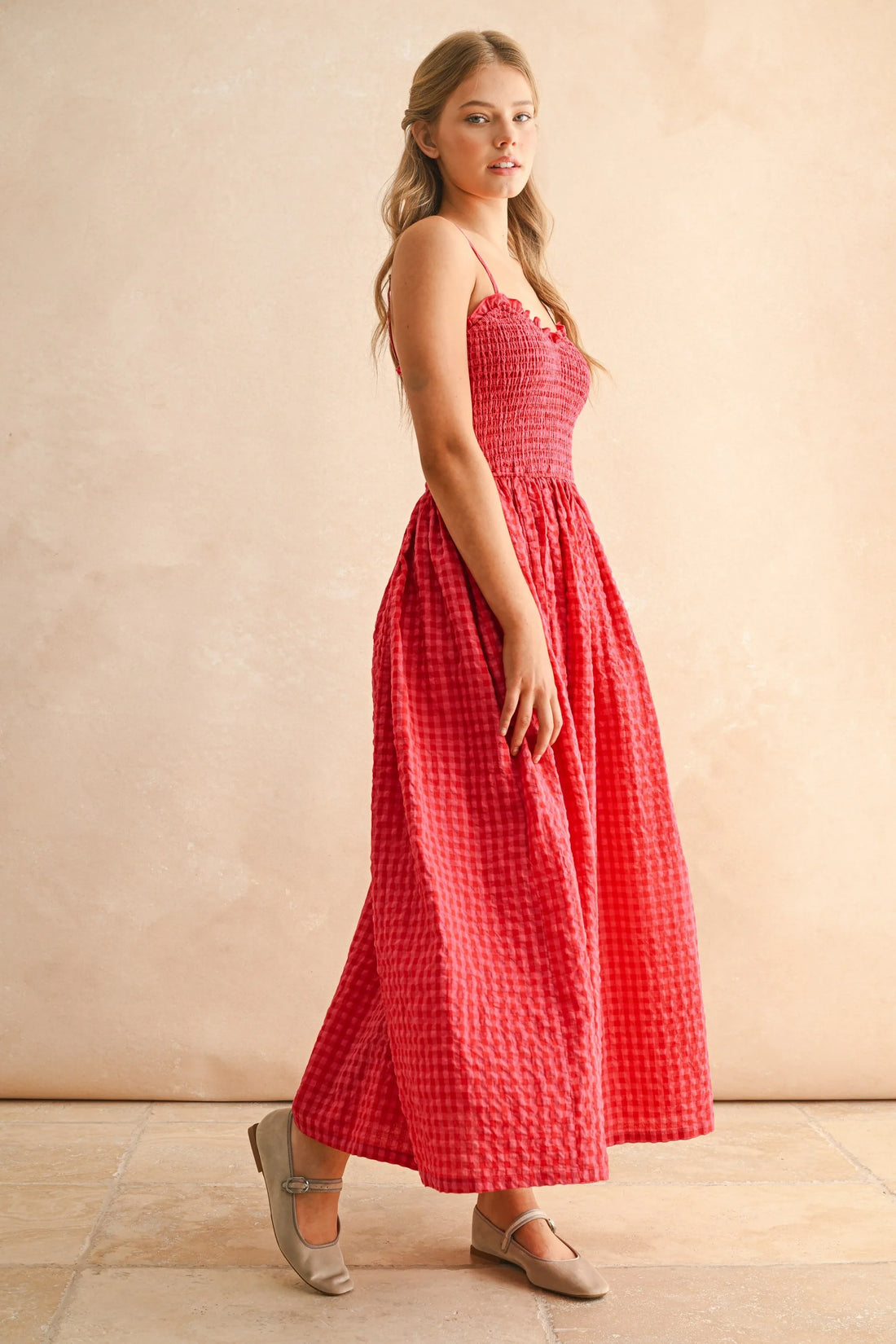 Gingham Smocked Maxi Dress – Evercado