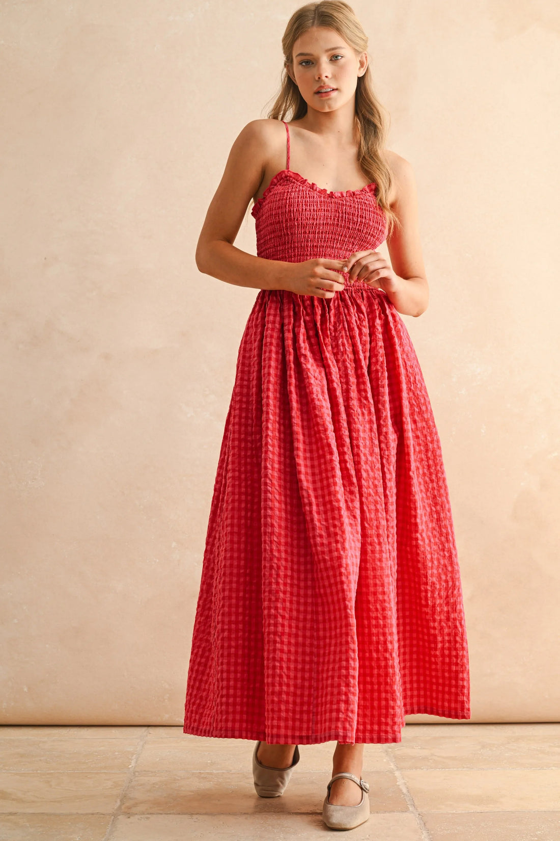 smocked maxi dress Gingham Smocked Maxi Dress – Evercado