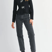 Jewel Bow Peplum Knit Top