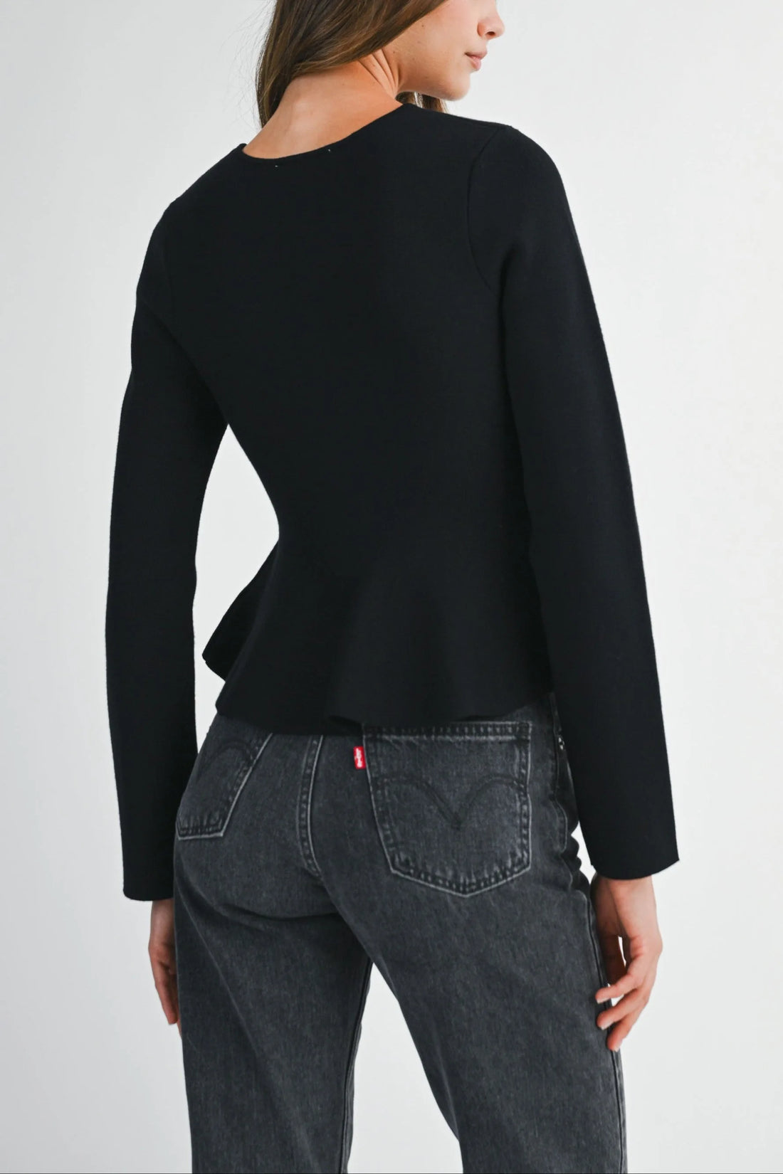Jewel Bow Peplum Knit Top