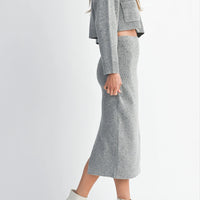 Knit Cropped Cardigan & Midi Skirt Set