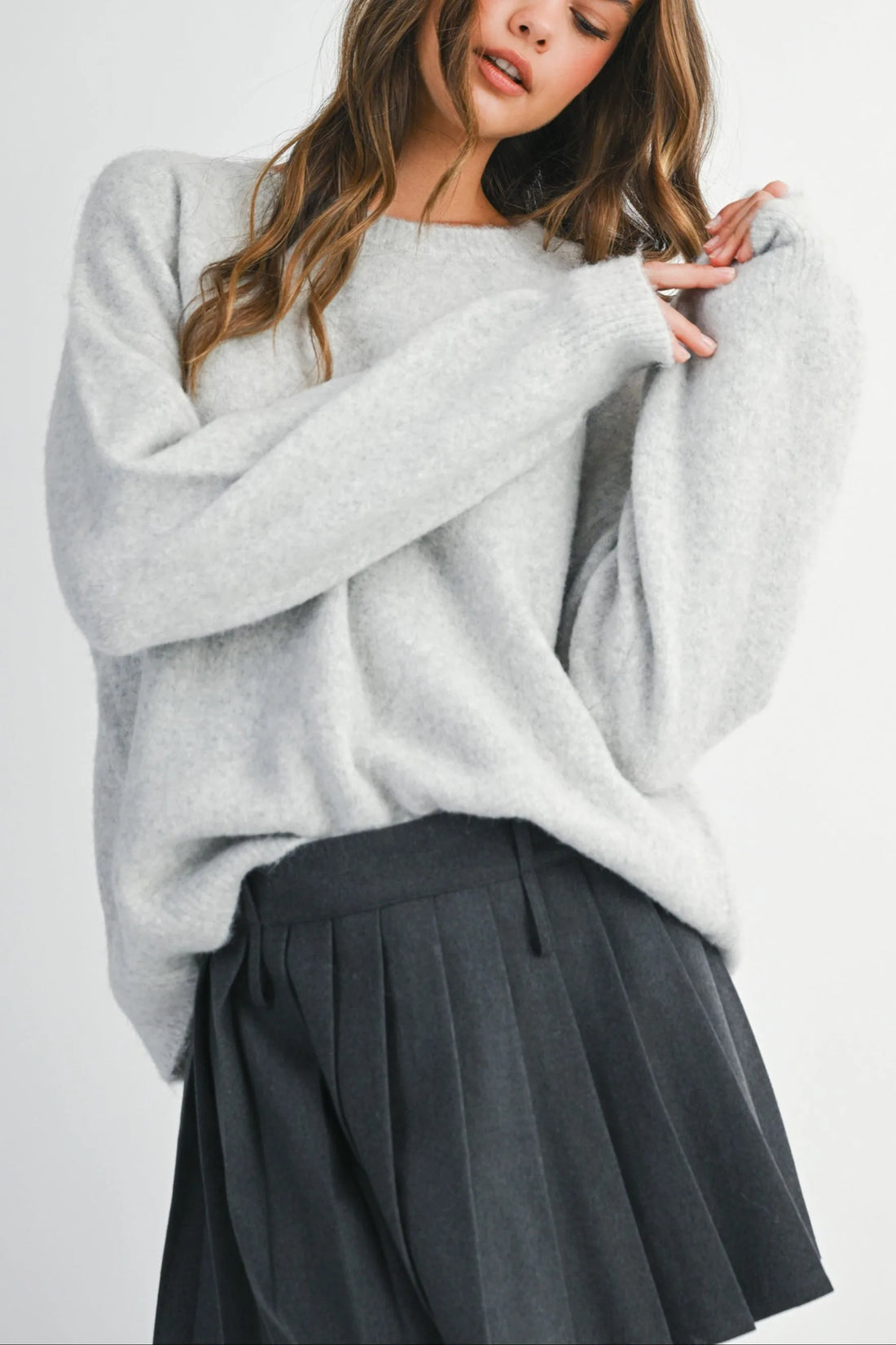 Back Bow Detail Open Slit Knit Pullover Sweater