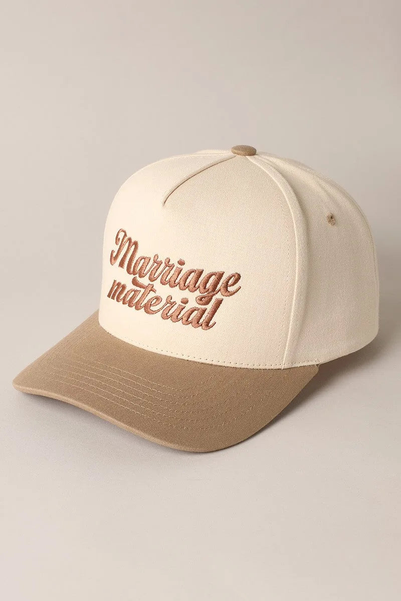 Marriage Material Embroidered Two Tone Cap