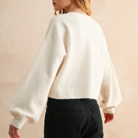 Merci Handwritten Cropped Knit Sweater