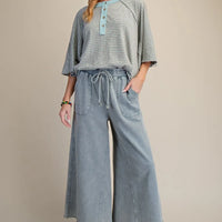 Relaxed Fit Washed Wide Leg Pants