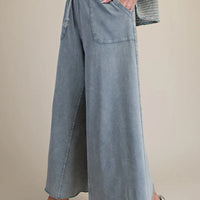 Relaxed Fit Washed Wide Leg Pants
