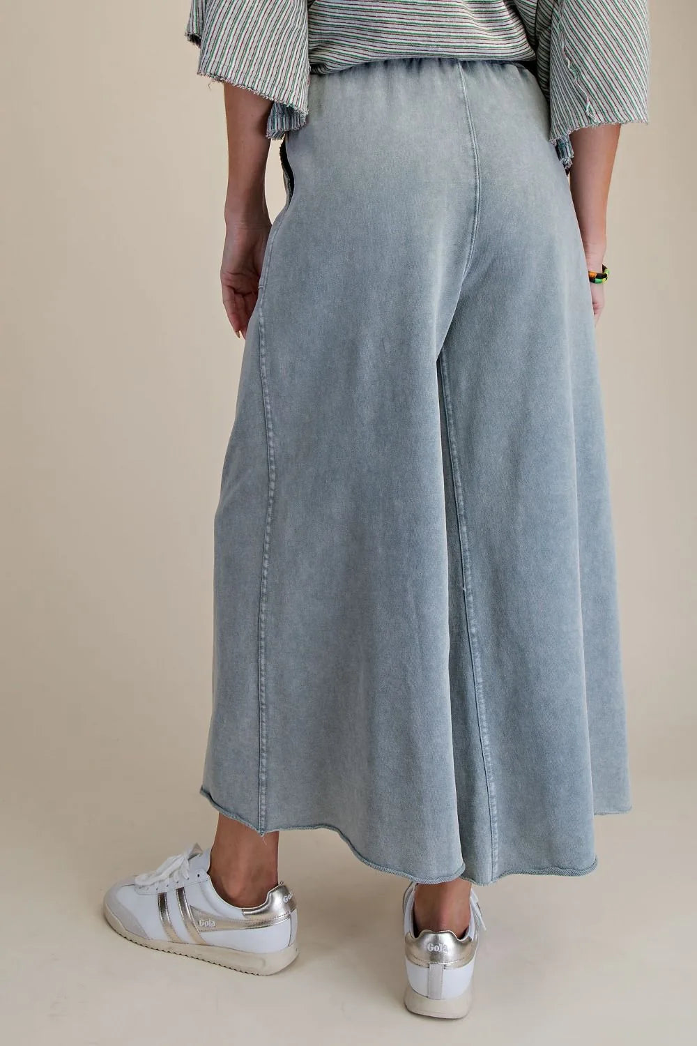 Relaxed Fit Washed Wide Leg Pants