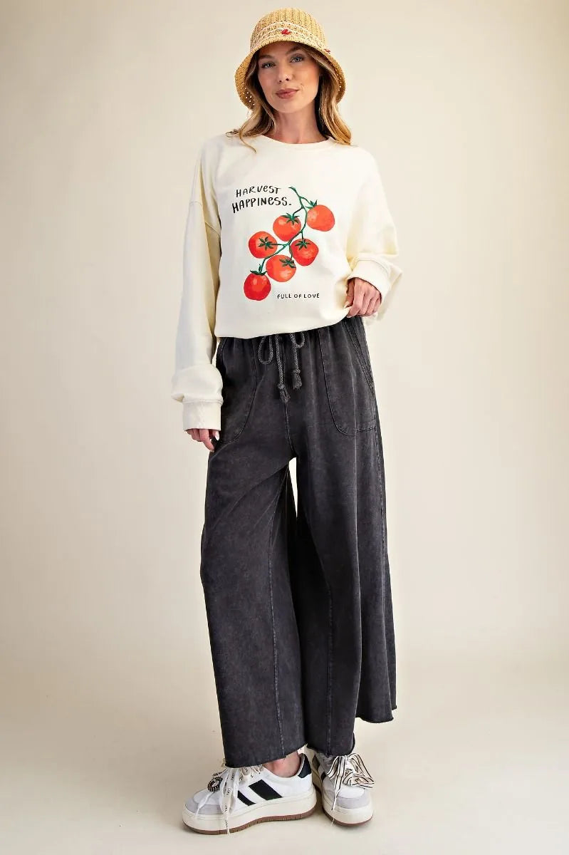 Relaxed Fit Washed Wide Leg Pants