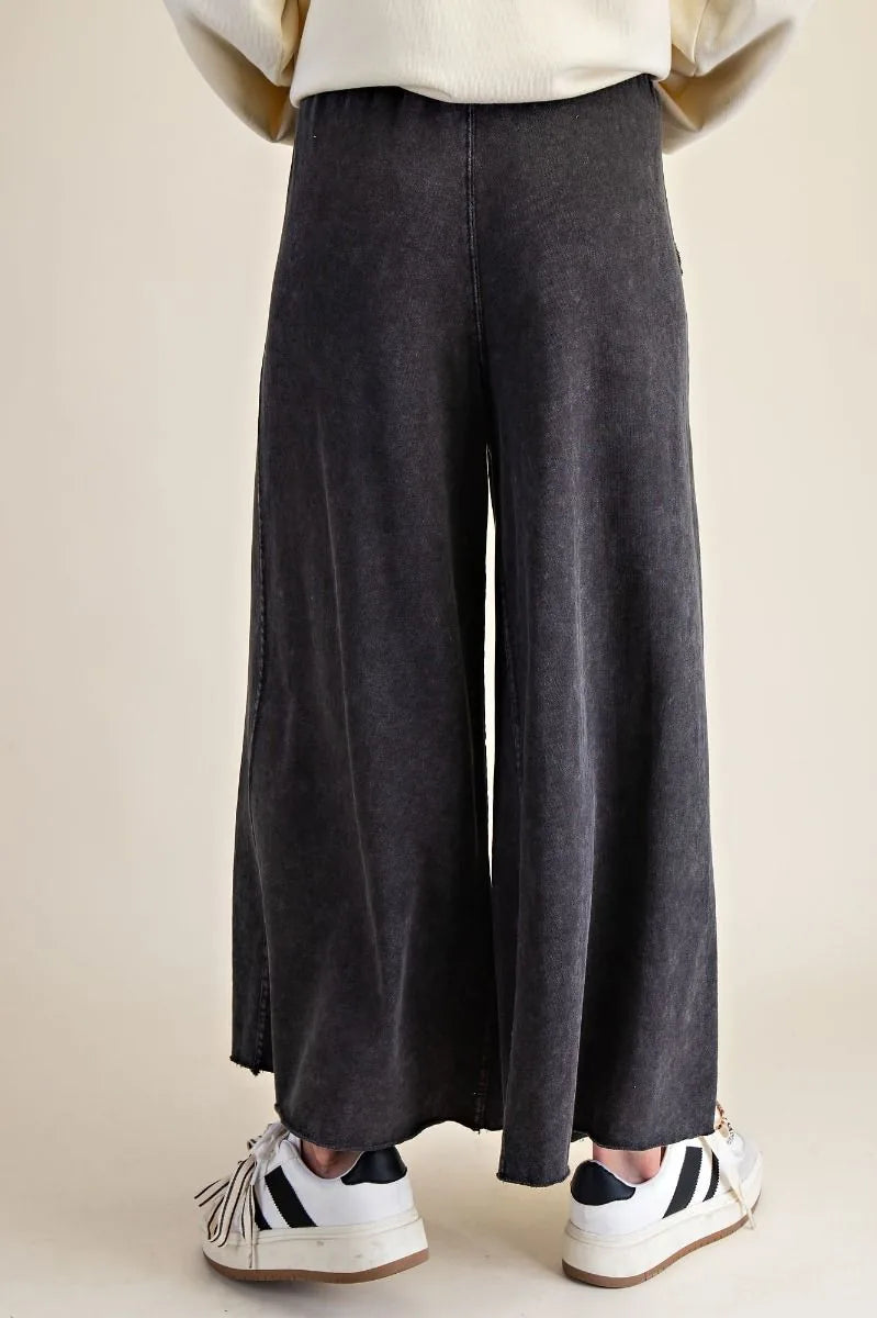Relaxed Fit Washed Wide Leg Pants